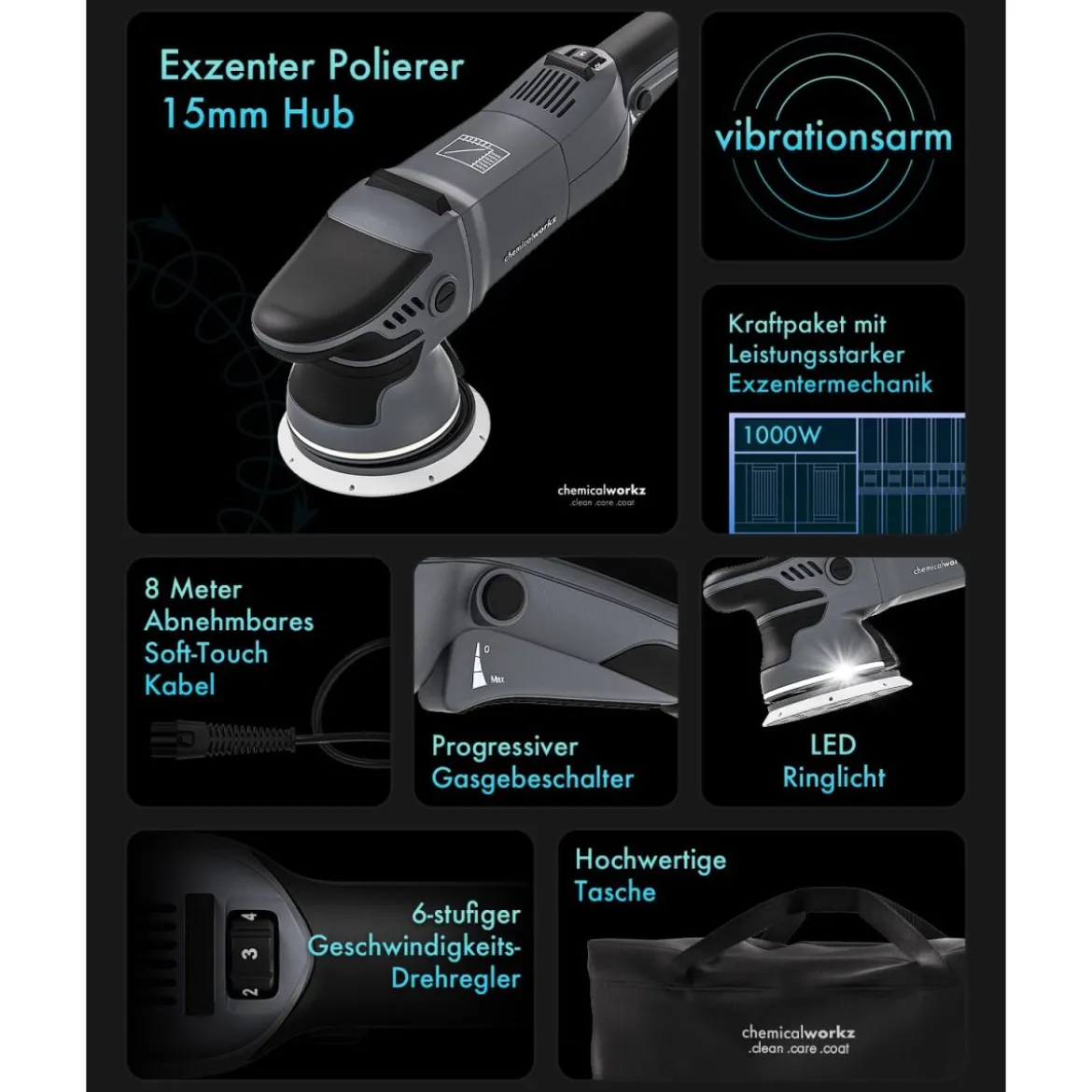 chemicalworkz DA15 Pro Exzenter Poliermaschine
