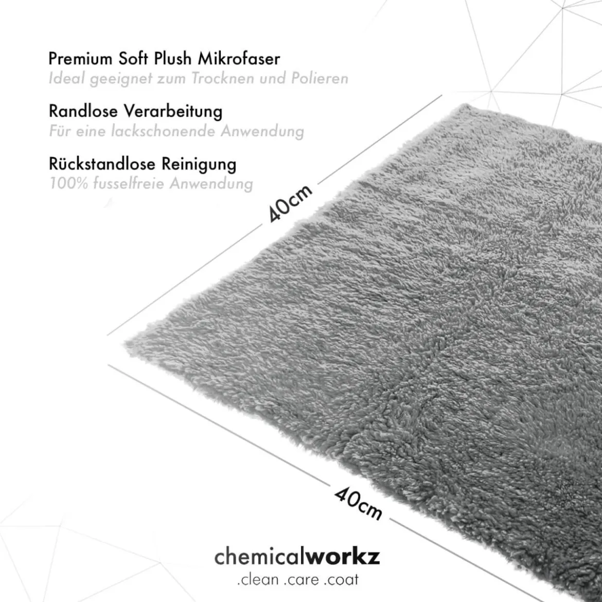 chemicalworkz Edgeless Soft Touch Towel 500GSM Grau Poliertuch 40×40cm