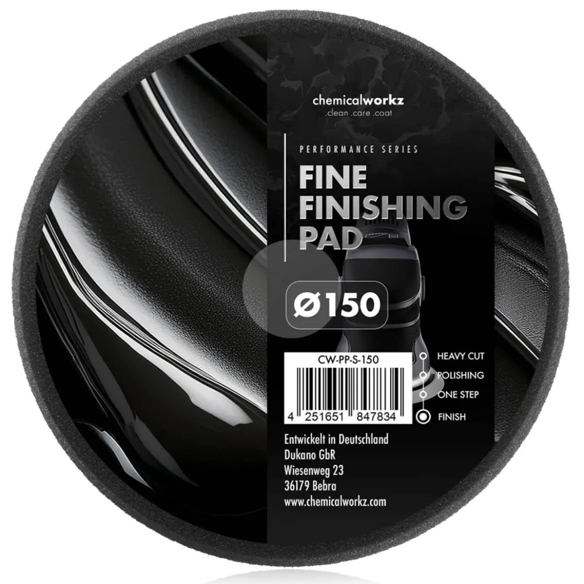 chemicalworkz Fine Finishing Performance Pad 150mm schwarz