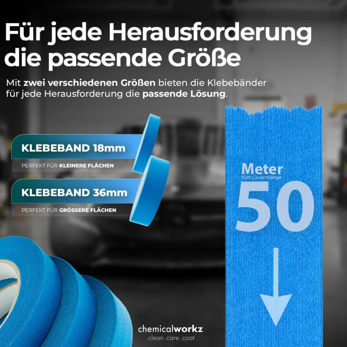 chemicalworkz Masking Tape Klebeband Blau 36mm 1Stk.
