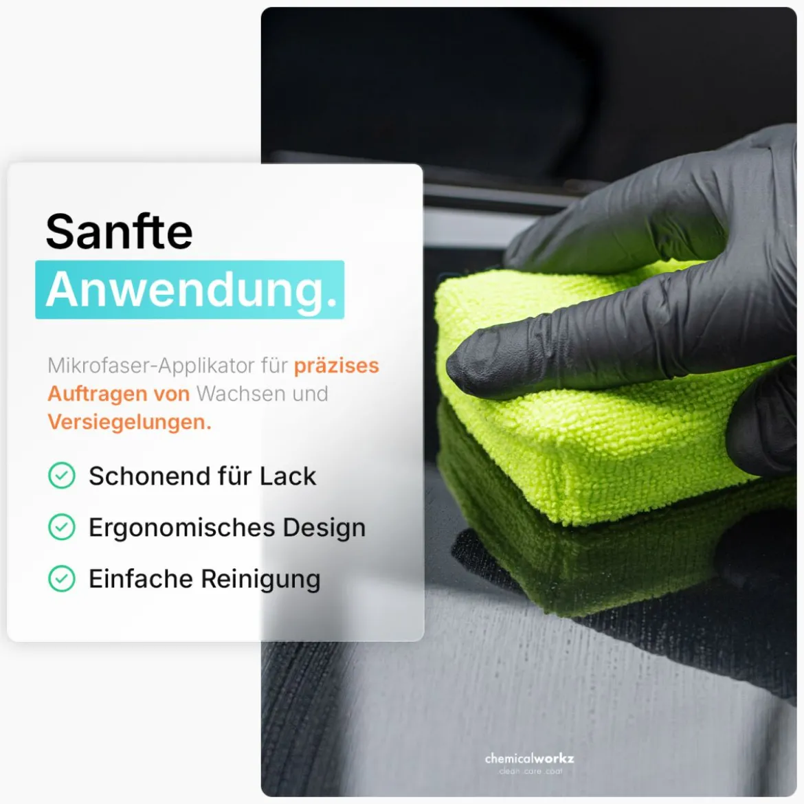 chemicalworkz Microfiber Waxing/Sealant Applicator Grün 2Stk.