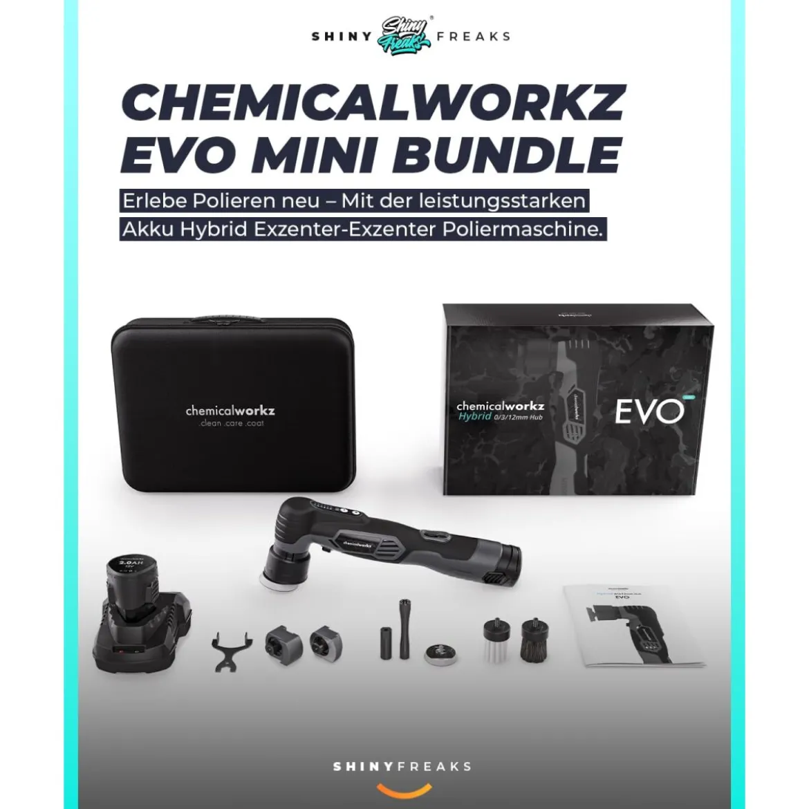 chemicalworkz Poliermaschinen Set EVO Mini + Sonax + Zubehör (25-teilig)