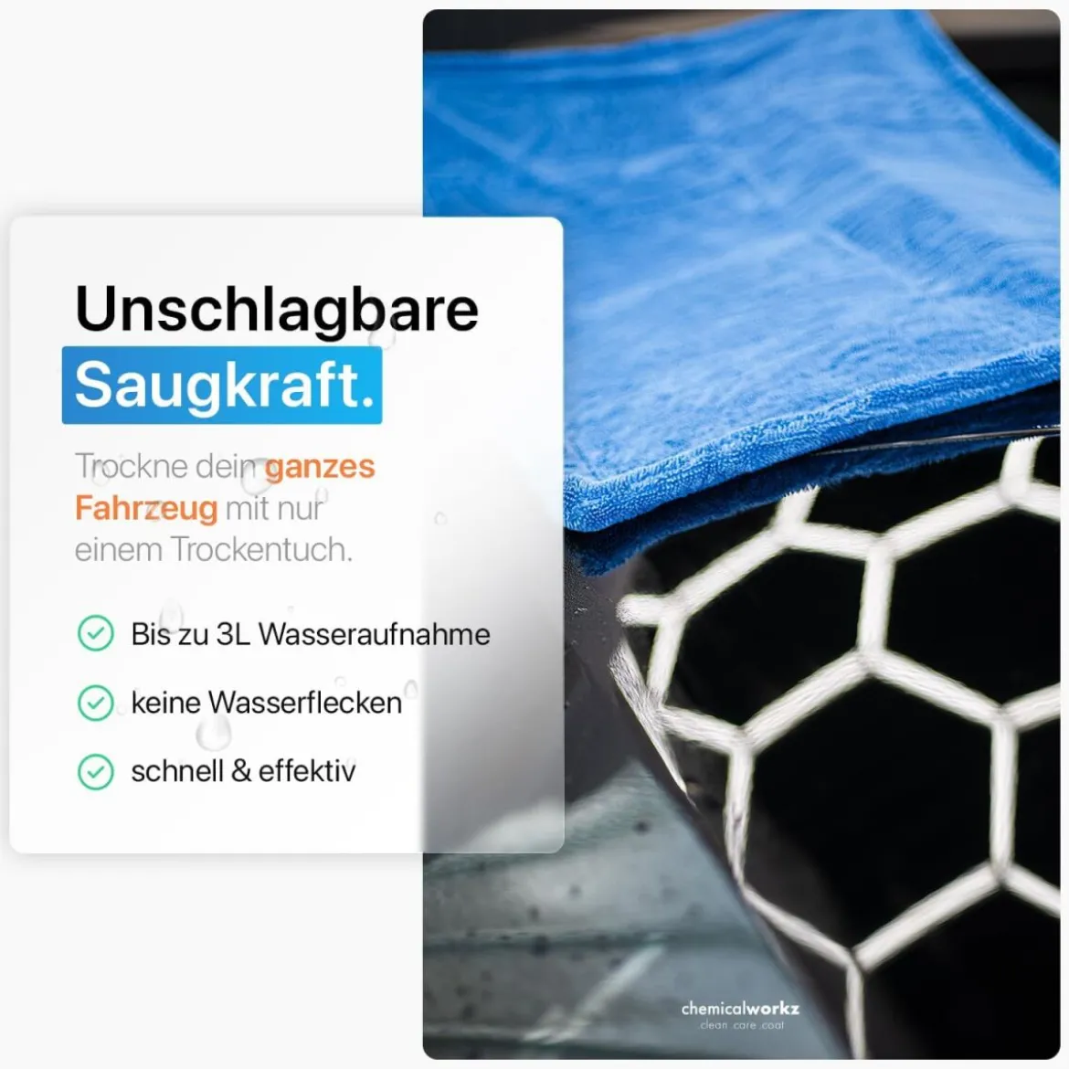 chemicalworkz Shark Twisted Loop Towel 1400GSM Blau Trockentuch 40x40cm