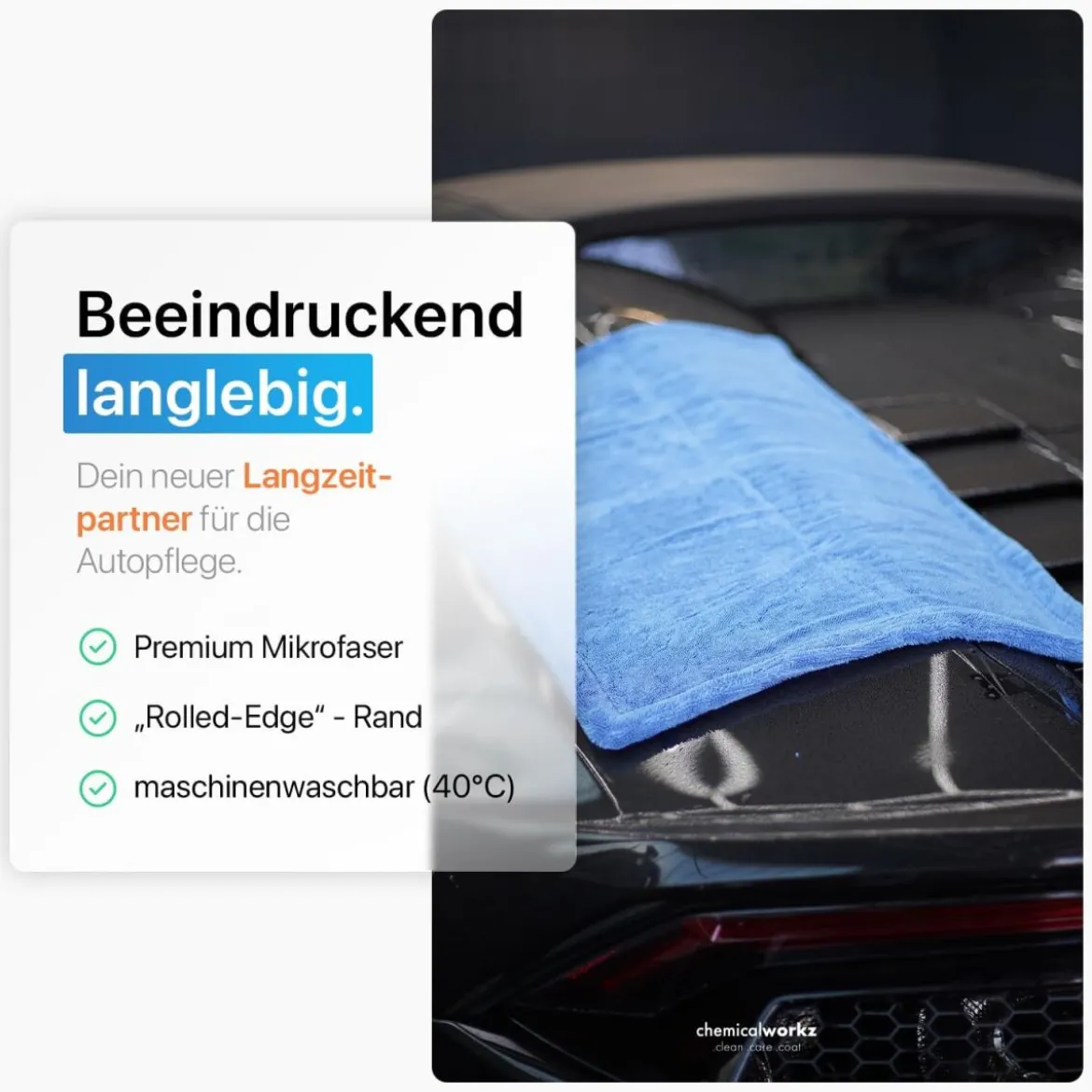 chemicalworkz Shark Twisted Loop Towel 1400GSM Blau Trockentuch 80x50cm