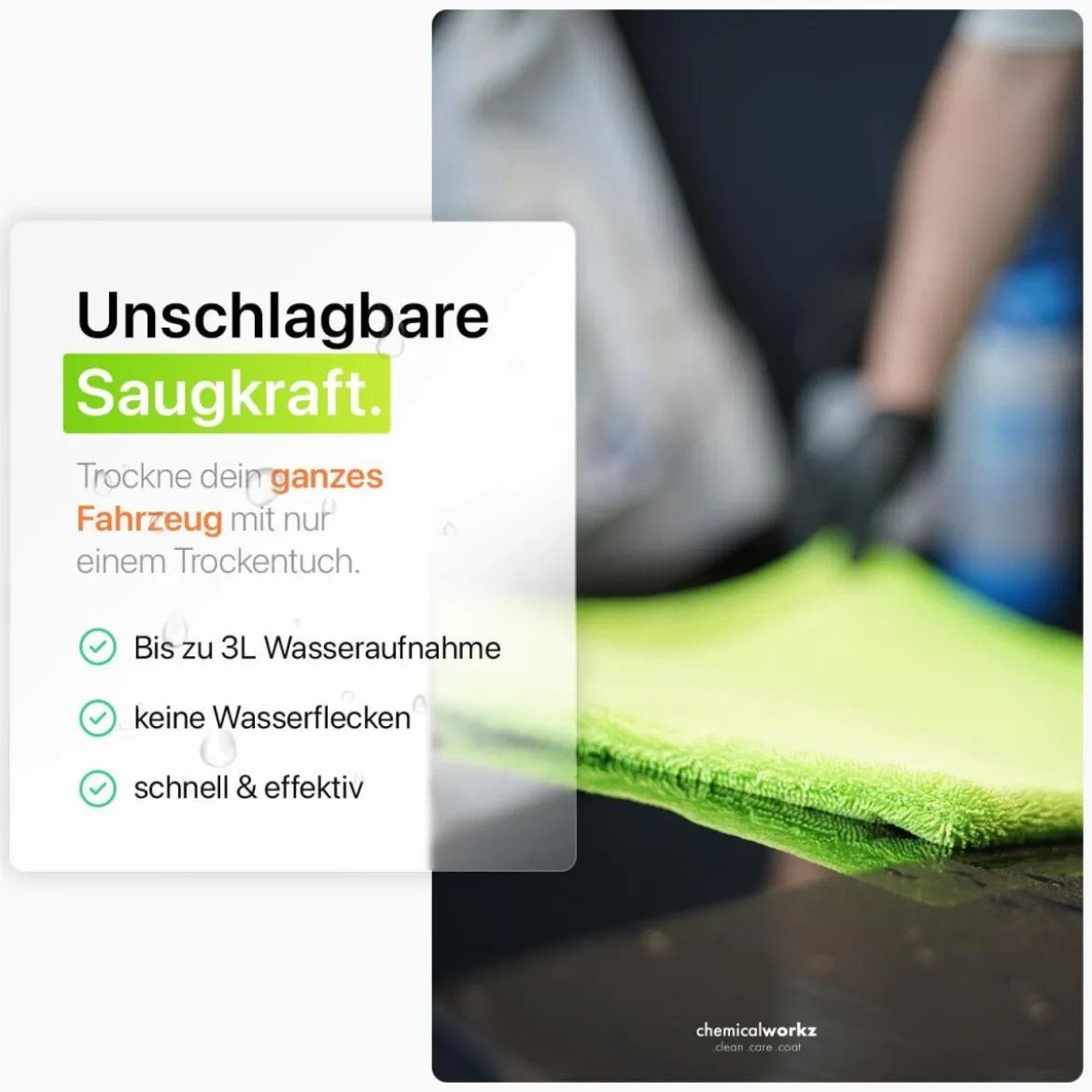 chemicalworkz Shark Twisted Loop Towel 1400GSM Grün Trockentuch 80x50cm