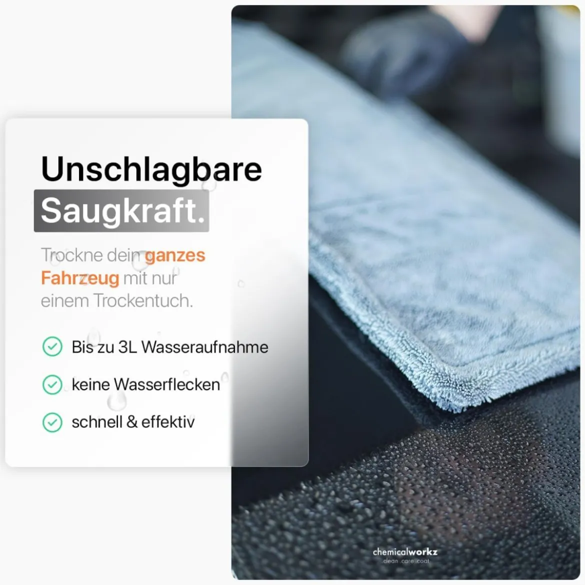 chemicalworkz Shark Twisted Loop Towel 1400GSM Grau Trockentuch 80x50cm