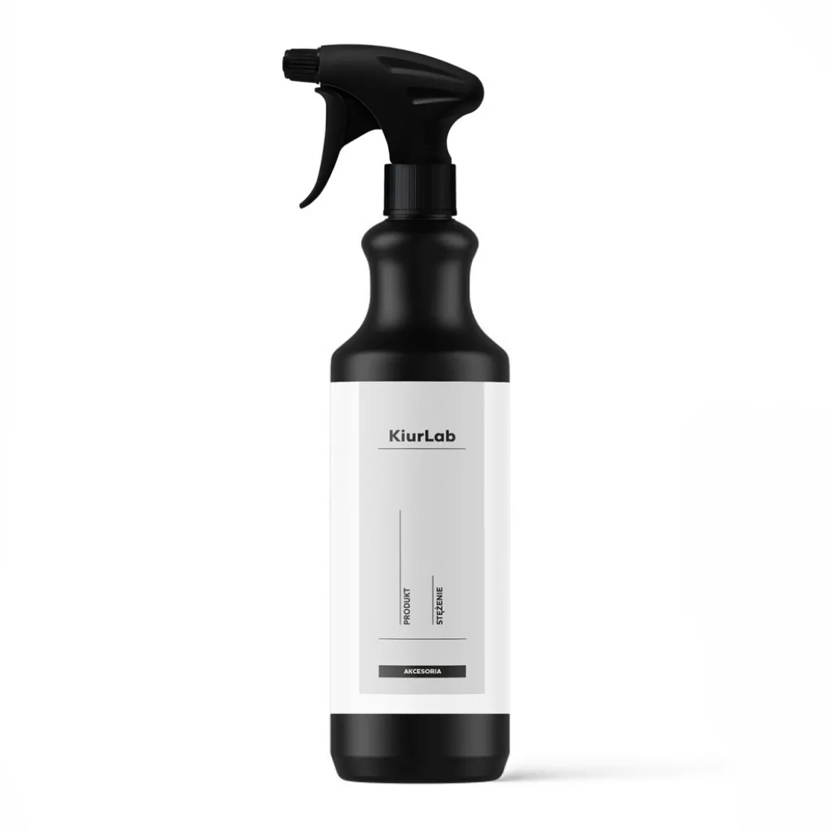 KiurLab Leerflasche mit Sprühkopf transparenter Sichtstreifen 1L