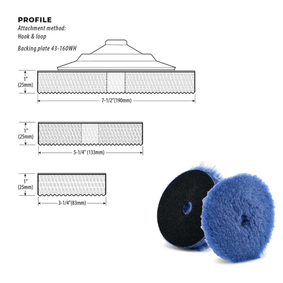 Lake Country Hybrid Woll-Pad blau 75mm