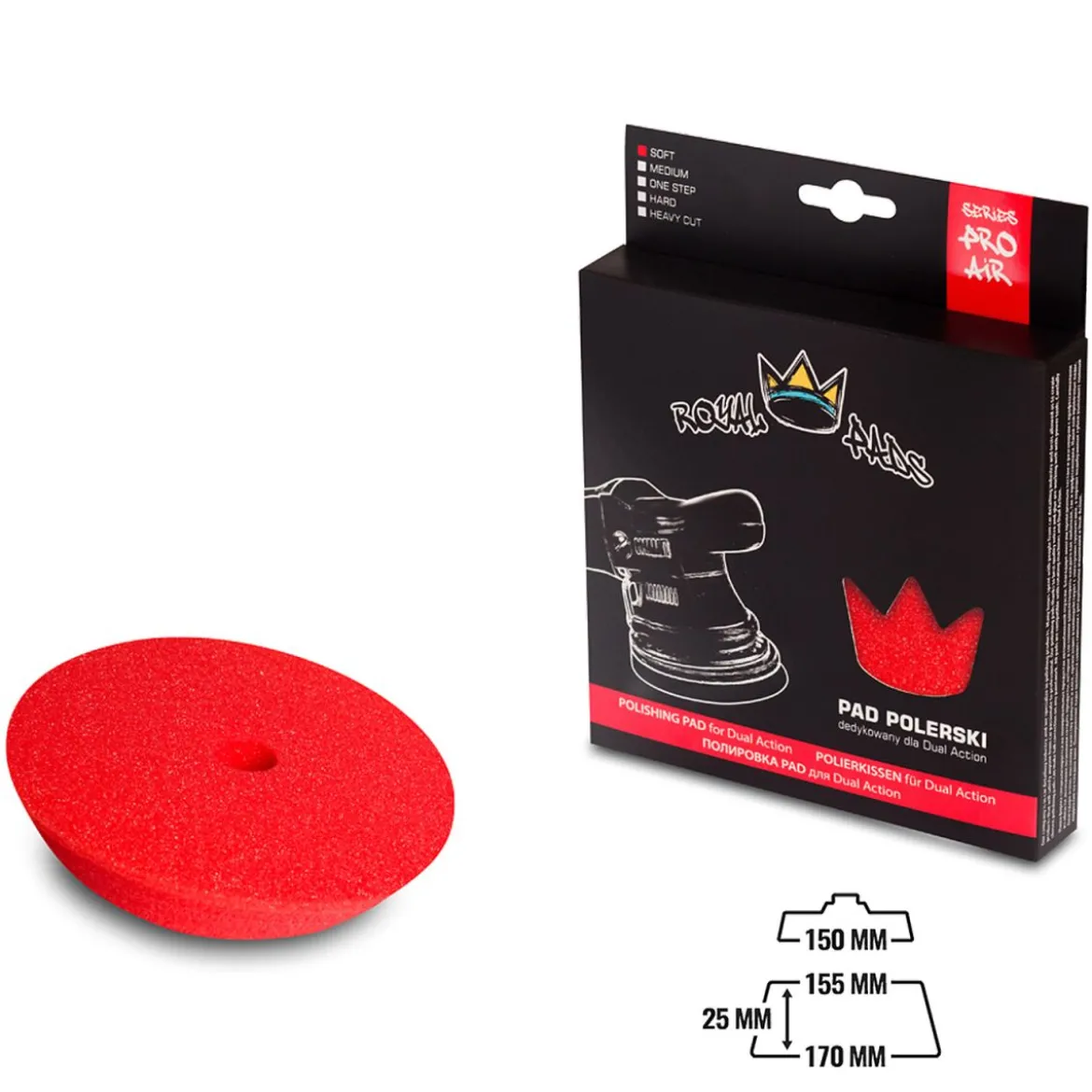 Royal Pads AIR Soft Schaum-Polierpad 150mm rot