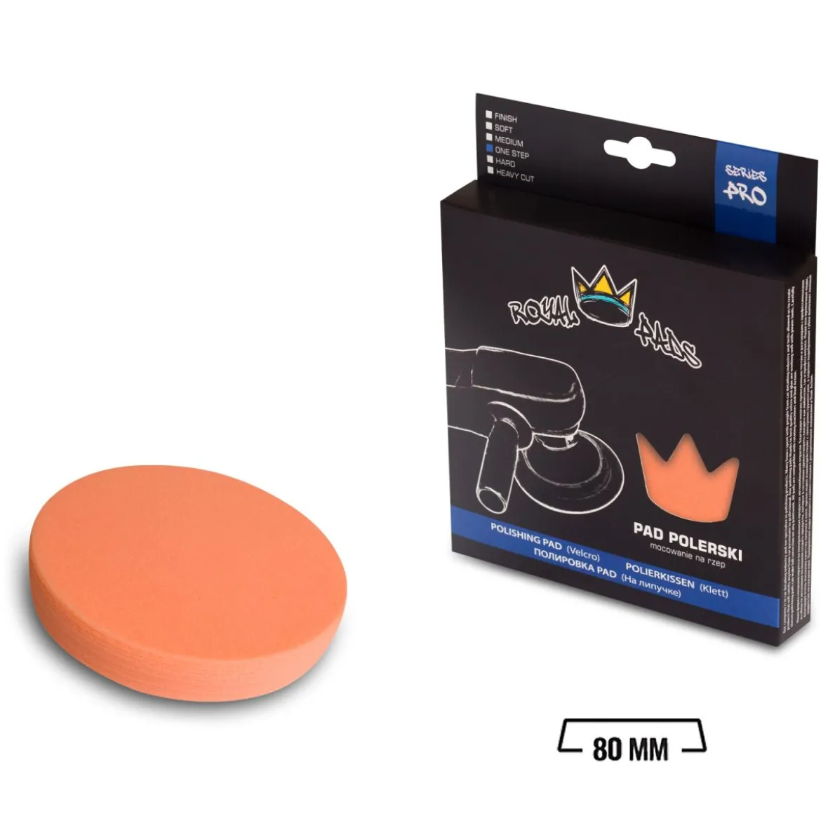 Royal Pads - PRO One Step Schaum-Polierpad 80mm orange