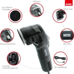 Rupes BigFoot LHR 75E Mini Exzenterpoliermaschine Luxus Kit, 13-teilig