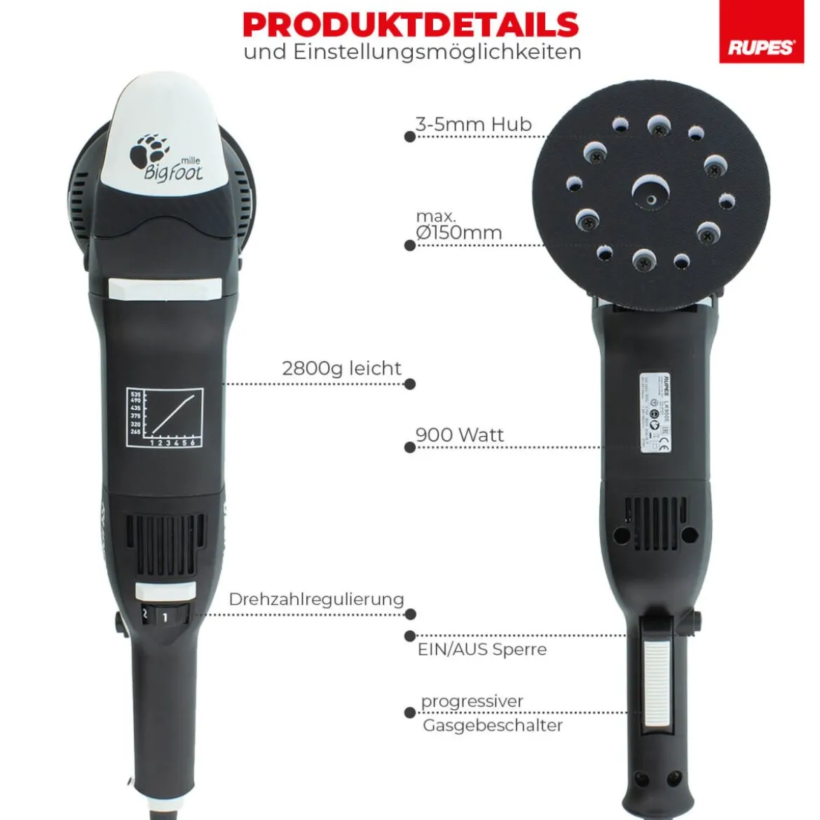 Rupes BigFoot LK 900E Zwangs-Exzenterpoliermaschine