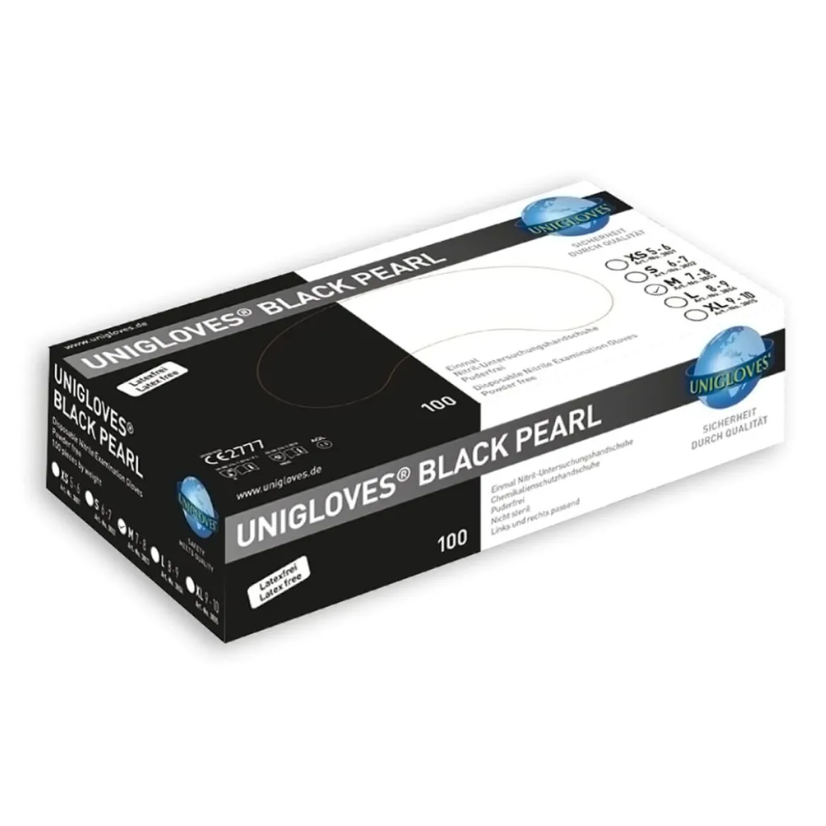 Unigloves BLACK PEARL Nitrilhandschuhe schwarz M, 100Stk.
